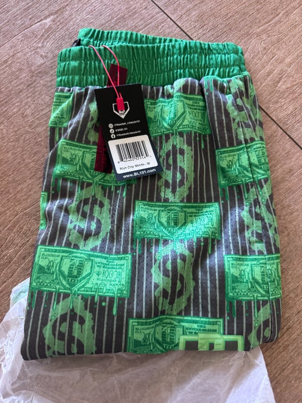 Men's Athletic Shorts — Green Money Print by BL101